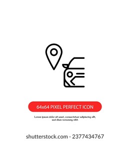 GPS car tracker outline icon. Vehicle tracking system. Location of a vehicle. Vector icon isolated on white background. pixel perfect icon for web or mobile