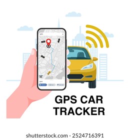 GPS Car Tracker. Vehicle Tracking System. Isolated Vector Illustration for Vehicle Location.