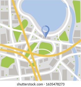 Gps city map and pinpoint