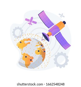 Gps coverage area. Earth observation. Space communications idea, orbiting satellite navigation, modern technologies. Outer space, cosmos, universe. Vector isolated concept metaphor illustration