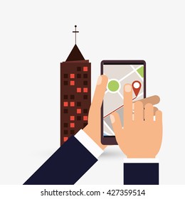 GPS design. Building icon. Isolated illustration, editable vector