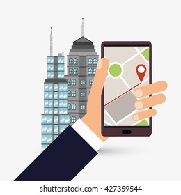 GPS design. Building icon. Isolated illustration, editable vector