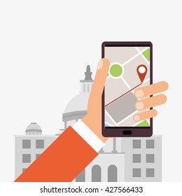 GPS design. Building icon. Isolated illustration, editable vector