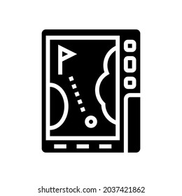 gps device golf game glyph icon vector. gps device golf game sign. isolated contour symbol black illustration