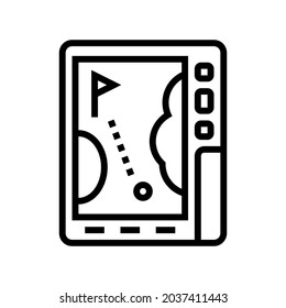 gps device golf game line icon vector. gps device golf game sign. isolated contour symbol black illustration