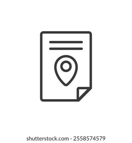 GPS documentation, icon in line design. GPS, documentation, navigation, map, coordinates, location, tracking on white background vector. GPS documentation, icon in line design editable stroke icon