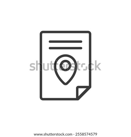 GPS documentation, icon in line design. GPS, documentation, navigation, map, coordinates, location, tracking on white background vector. GPS documentation, icon in line design editable stroke icon