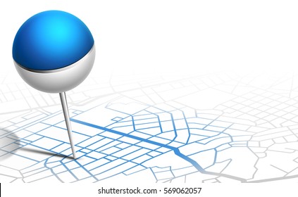 GPS. Drop a pin in map blue color on white background. vector illustration