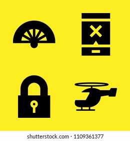 gps, fan, padlock and helicopter vector icon set. Sample icons set for web and graphic design