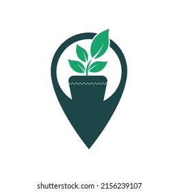GPS Garten Vektorlogo Design. Das Konzept des Vektorlogos der Natur.