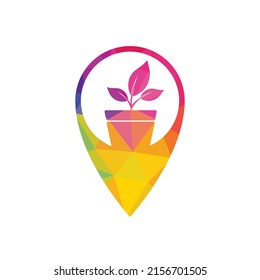 Diseño del logo del vector del jardín GPS. Concepto del logotipo vectorial de lugar natural.
