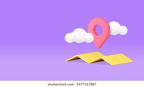 GPS GPRS digital map navigation location global positioning system 3d vector banner billboard template. Road travel destination point cartography information place search tag route position control