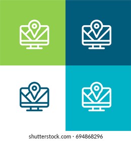 Gps green and blue material color minimal icon or logo design