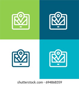 Gps green and blue material color minimal icon or logo design