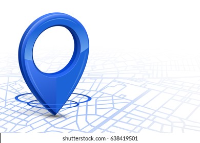 Gps.Gps high tech icon blue color dropping in street map on white background.vector illustration