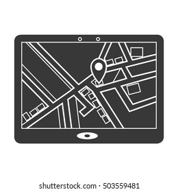 GPS icon in black style isolated on white background. Logistic symbol stock vector illustration.