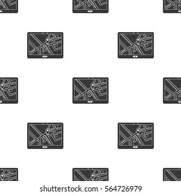 GPS icon in black style isolated on white background. Logistic pattern stock vector illustration.