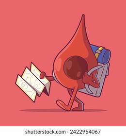GPS icon character holding a map and a backpack vector illustration. Traveling, tech, journey design concept.