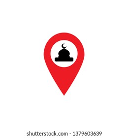 GPS icon check in of Mosque for prayer vector illustration. Check in Location Direction Place Icon Vector Concept.Location icon for simple flat style ui design.