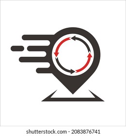 GPS icon with circle arrows inside