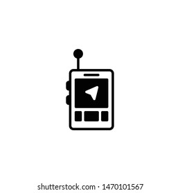 GPS icon. Flat design icon of portable GPS device. Mountain tracker icon. Navigation symbol. Vector illustration 