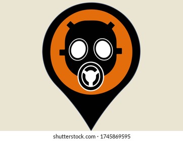 GPS-Ikone der Gasmaske gartoon, Vektor Foto.
