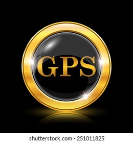 GPS icon. Internet button on black background. EPS10 vector 