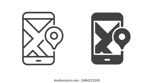 GPS Icon. Line and glyph solid icon