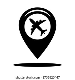 Gps icon map location for airport with plane vector symbol illustration