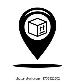 Gps icon map location for courier with box vector symbol illustration