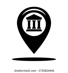 Gps icon map location for court with building vector symbol illustration