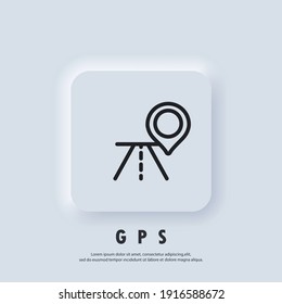 Icono Gps. Par de mapa. Ubicación de la ruta y icono del pin Map. EPS vectorial 10. icono de la interfaz de usuario. Botón web de interfaz de usuario blanco UX de interfaz de usuario neumórfica. Neumorfismo