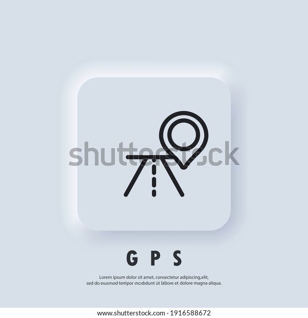 Gps icon. Map pin. Route location and Map pin\
icon. Vector EPS 10. UI icon. Neumorphic UI UX white user interface\
web button. Neumorphism