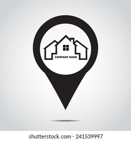  GPS  icon . map pointer Home .  Vector illustration