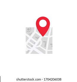 GPS Icon, Mini City Map, Location Symbol. Vector Illustration