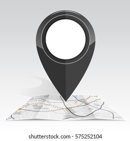 gps icon mock up black color on Map and navigator line. EPS10 vector illustration
