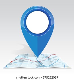 gps icon mock up blue color on Map and navigator line. EPS10 vector illustration