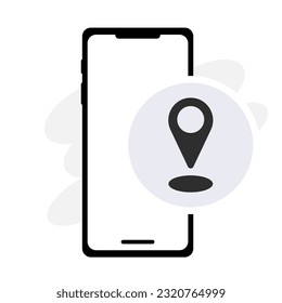 GPS Icon on Smartphone. Mobile GPS Navigation, mobile device, navigation symbol, location tracking indicator. Vector line icon for Business and Advertising