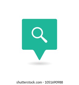 GPS icon with research sign. GPS icon and explore, find, inspect symbol. Vector icon