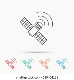 GPS icon. Satellite navigation sign. Linear icons on white background. Vector