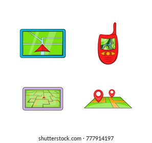 Gps icon set. Cartoon set of gps vector icons for web design isolated on white background
