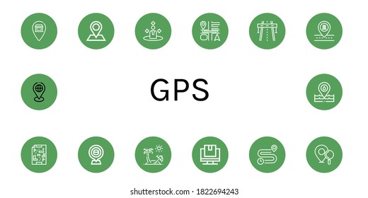 gps icon set. Collection of Pin, Navigation, Highway, Location pin, Maps, Placeholder, Honeymoon, Tracking, Distance icons