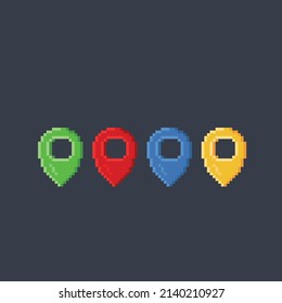 GPS icon set with different color in pixel style
