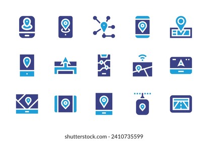 GPS icon set. Duotone color. Vector illustration. Containing gps, location, route, gps navigation.