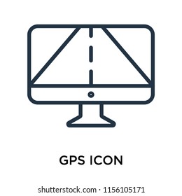 Gps icon vector isolated on white background. thin symbols or lined elements in outline style