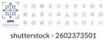 GPS icons collection. Thin Line icons, editable stroke. compass, no racism, cursor, navigation, smartwatch, navigator, location, wind rose, placeholder.