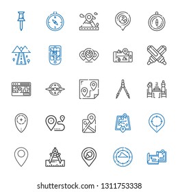 gps icons set. Collection of gps with maps, compass, place, pin, placeholder, street map, google maps, location, pierrade, route, marker, road. Editable and scalable gps icons.