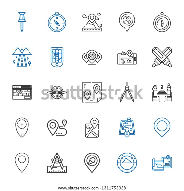 Gps Icons Set Collection Gps Maps Stock Vector Royalty Free