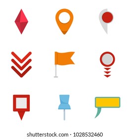GPS icons set. flat set of 9 gps vector icons for web isolated on white background