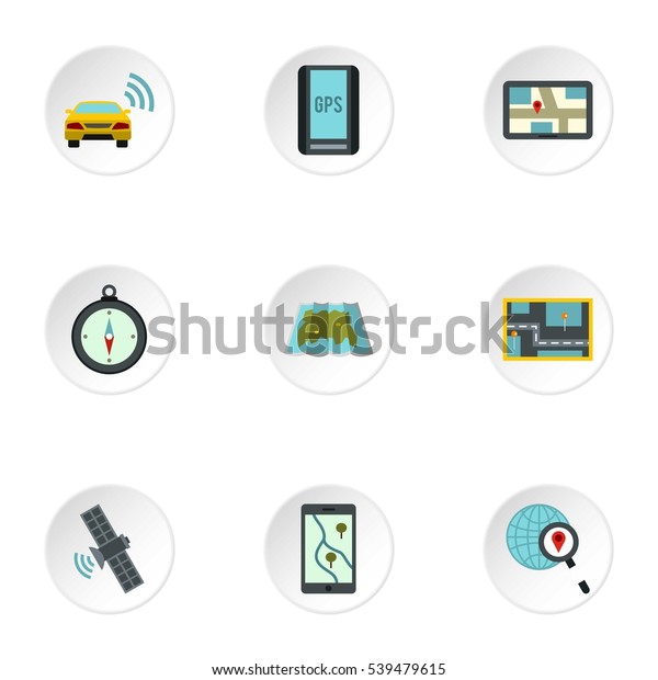 Gps Icons Set Flat Illustration 9 Stock Vector (Royalty Free) 539479615